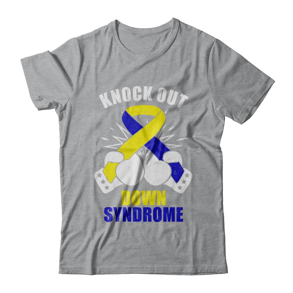 Boxing knock out Down Syndrome Awareness Support-T-Shirt & Hoodie-Classic T-Shirt-Sport Grey