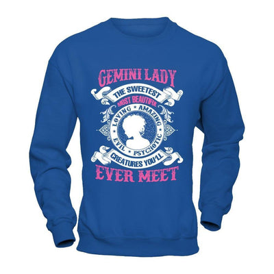 Gemini Lady The Sweetest Most Beautiful Love Amazing-T-Shirt & Hoodie-Crewneck Sweatshirt-Royal