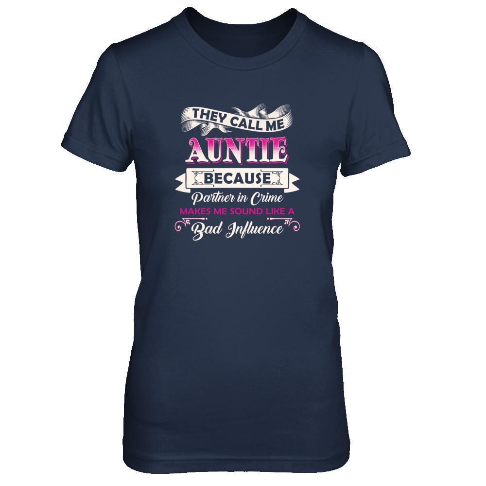They Call Me Auntie Because Partner In Crime-T-Shirt & Tank Top-Women's T-Shirt-Navy