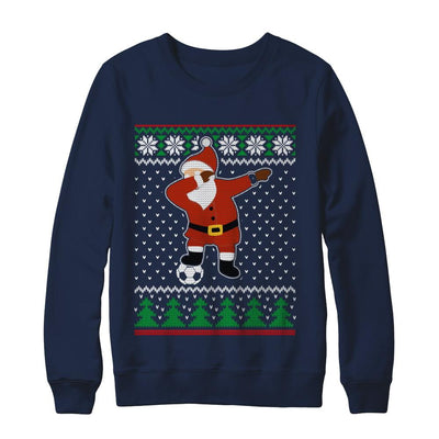 Dabbing Santa Soccer Ugly Sweater Christmas-T-Shirt & Sweatshirt-Crewneck Sweatshirt-Navy