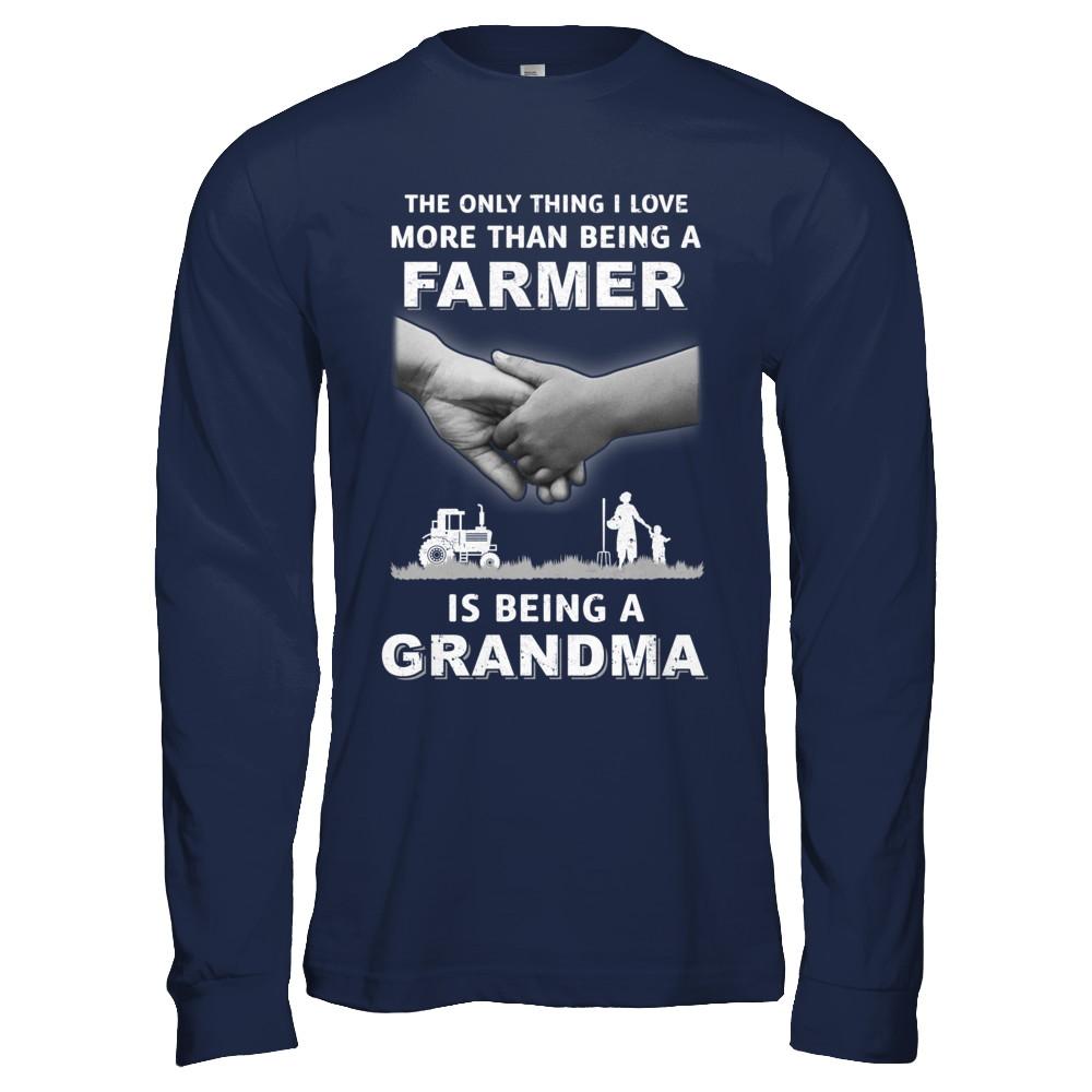 Love More Than Farmer Being A Grandma Fathers Day-T-Shirt & Hoodie-Long Sleeve T-Shirt-Navy