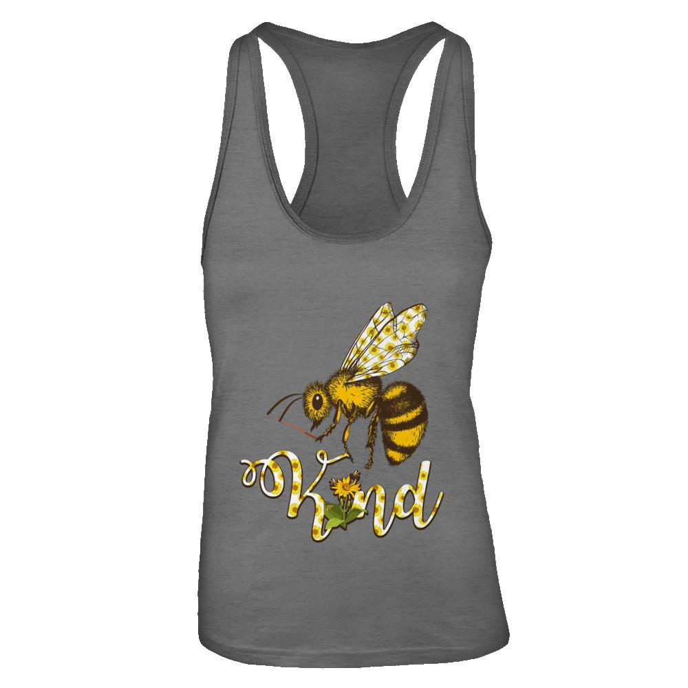 Sunflower Kindness Bee Kind Teacher-T-Shirt & Tank Top-Women's Ideal Racerback Tank-Dark Grey