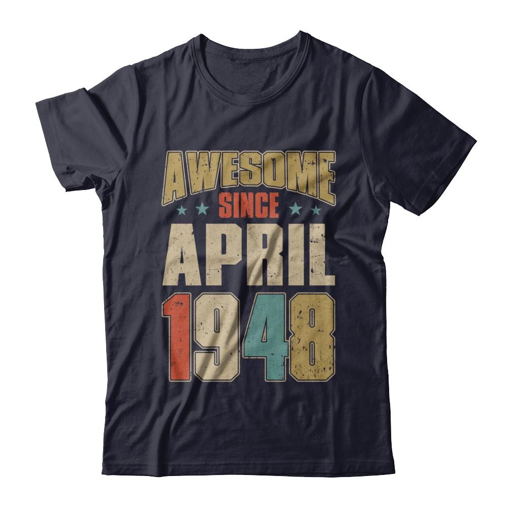Vintage Retro Awesome Since April 1948 73th Birthday-T-Shirt & Hoodie-Premium T-Shirt-Midnight Navy