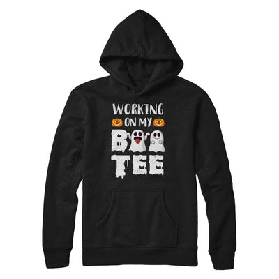 Working On My Boo Tee Funny Ghost Halloween-T-Shirt & Hoodie-Pullover Hoodie-Black