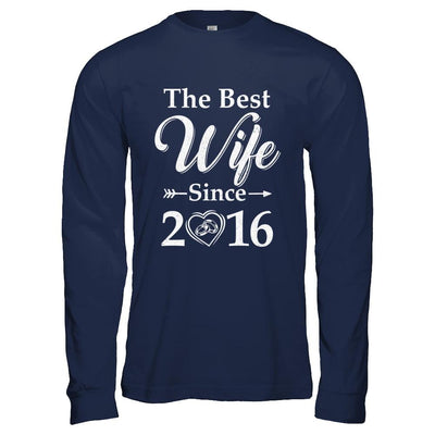 5th Married Together Anniversary Since 2016 Husband Wife-T-Shirt & Hoodie-Long Sleeve T-Shirt-Navy