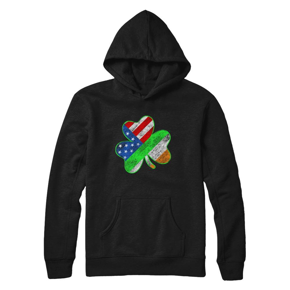 Vintage AMERICAN FLAG Ireland St Patricks Day-T-Shirt & Hoodie-Pullover Hoodie-Black