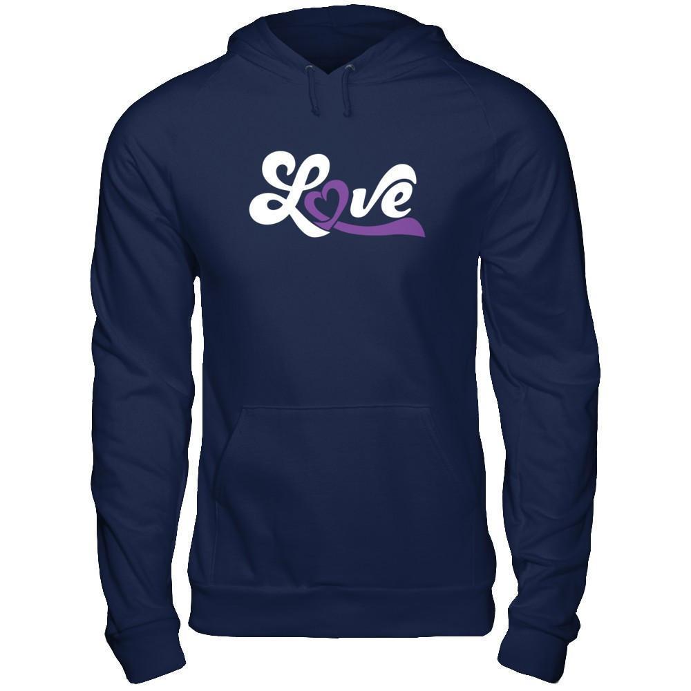 Love Purple Awareness Ribbon-T-Shirt & Hoodie-Pullover Hoodie-Navy