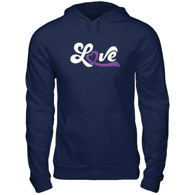 Love Purple Awareness Ribbon-T-Shirt & Hoodie-Pullover Hoodie-Navy
