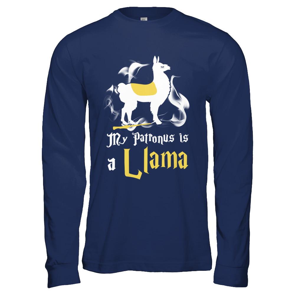 My Patronus Is A Llama-T-Shirt & Hoodie-Long Sleeve T-Shirt-Navy