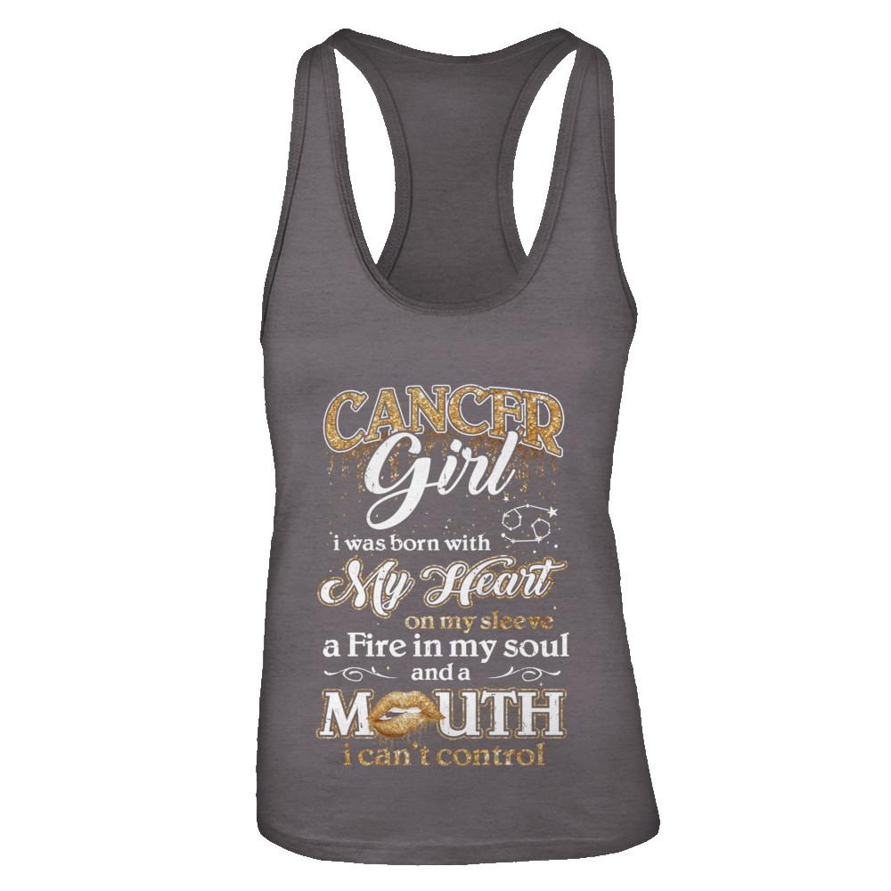 I'm A Cancer Girl Lipstick June July Funny Zodiac Birthday-T-Shirt & Tank Top-Women's Ideal Racerback Tank-Dark Grey