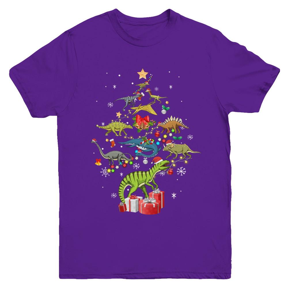 Tree Rex Funny Dinosaur Christmas Tree Kids Gift Youth-Youth Shirt-Youth T-Shirt-Purple