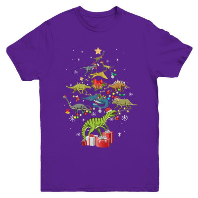 Tree Rex Funny Dinosaur Christmas Tree Kids Gift Youth-Youth Shirt-Youth T-Shirt-Purple