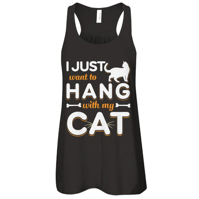 I Just Want To Hang With My Cat-T-Shirt & Tank Top-Women's Flowy Racerback Tank-Black