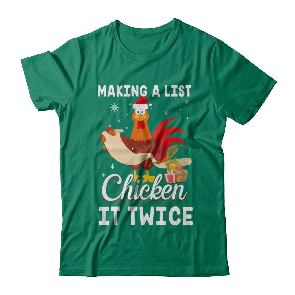 Chicken It Twice Funny Chicken Christmas-T-Shirt & Sweatshirt-Classic T-Shirt-Kelly Green