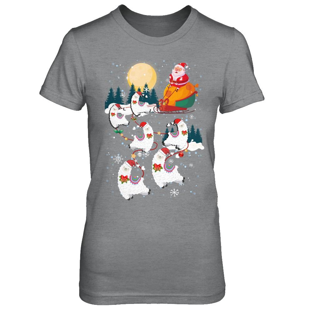 Funny Christmas Llama Alpaca Reindeer Lover Santa Gift-T-Shirt & Sweatshirt-Women's T-Shirt-Sport Grey