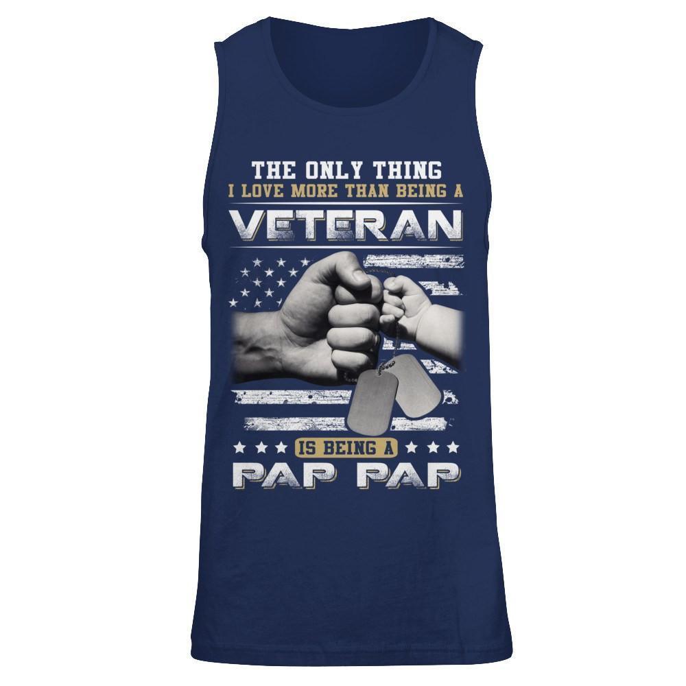 I Love More Than Being A Veteran Is Being A Pap Pap-T-Shirt & Hoodie-Unisex Tank-Navy