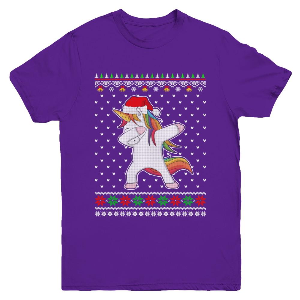Dabbing Tangled Lights Ugly Christmas Sweater Girls Youth-Youth Shirt-Youth T-Shirt-Purple
