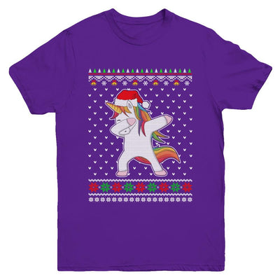 Dabbing Tangled Lights Ugly Christmas Sweater Girls Youth-Youth Shirt-Youth T-Shirt-Purple
