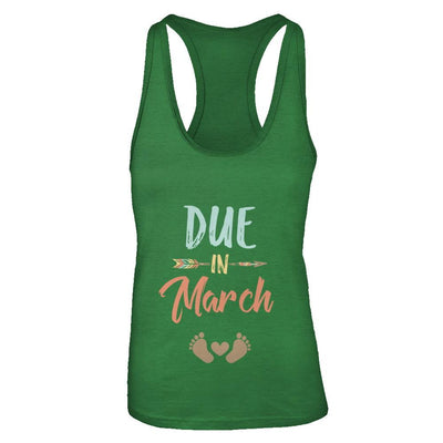 Due Date March 2021 Announcement Mommy Bump Pregnancy-T-Shirt & Tank Top-Women's Ideal Racerback Tank-Kelly Green