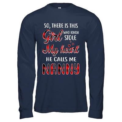 This Girl Who Kinda Stole My Heart He Calls Me Nanny-T-Shirt & Hoodie-Long Sleeve T-Shirt-Navy