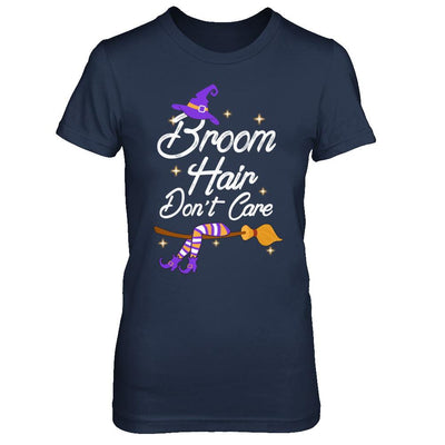 Broom Hair Don't Care Witch Halloween-T-Shirt & Hoodie-Women's T-Shirt-Navy