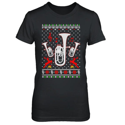 Santa Euphonium Ugly Christmas Sweater Gifts-T-Shirt & Sweatshirt-Women's T-Shirt-Black