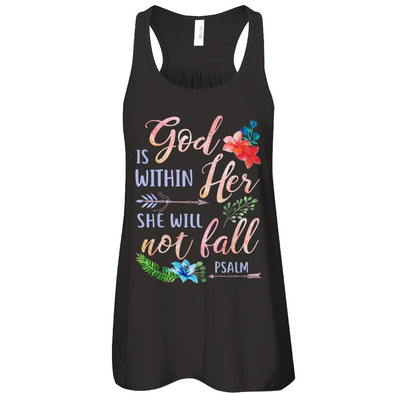 God Is Within Her She Will Not Fail Christian-T-Shirt & Tank Top-Women's Flowy Racerback Tank-Black