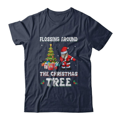 Santa Claus Flossing Around The Christmas Tree-T-Shirt & Hoodie-Classic T-Shirt-Navy