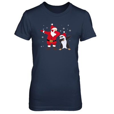 Dabbing Santa Penguin Funny Dab Dance Christmas Gift-T-Shirt & Hoodie-Women's T-Shirt-Navy