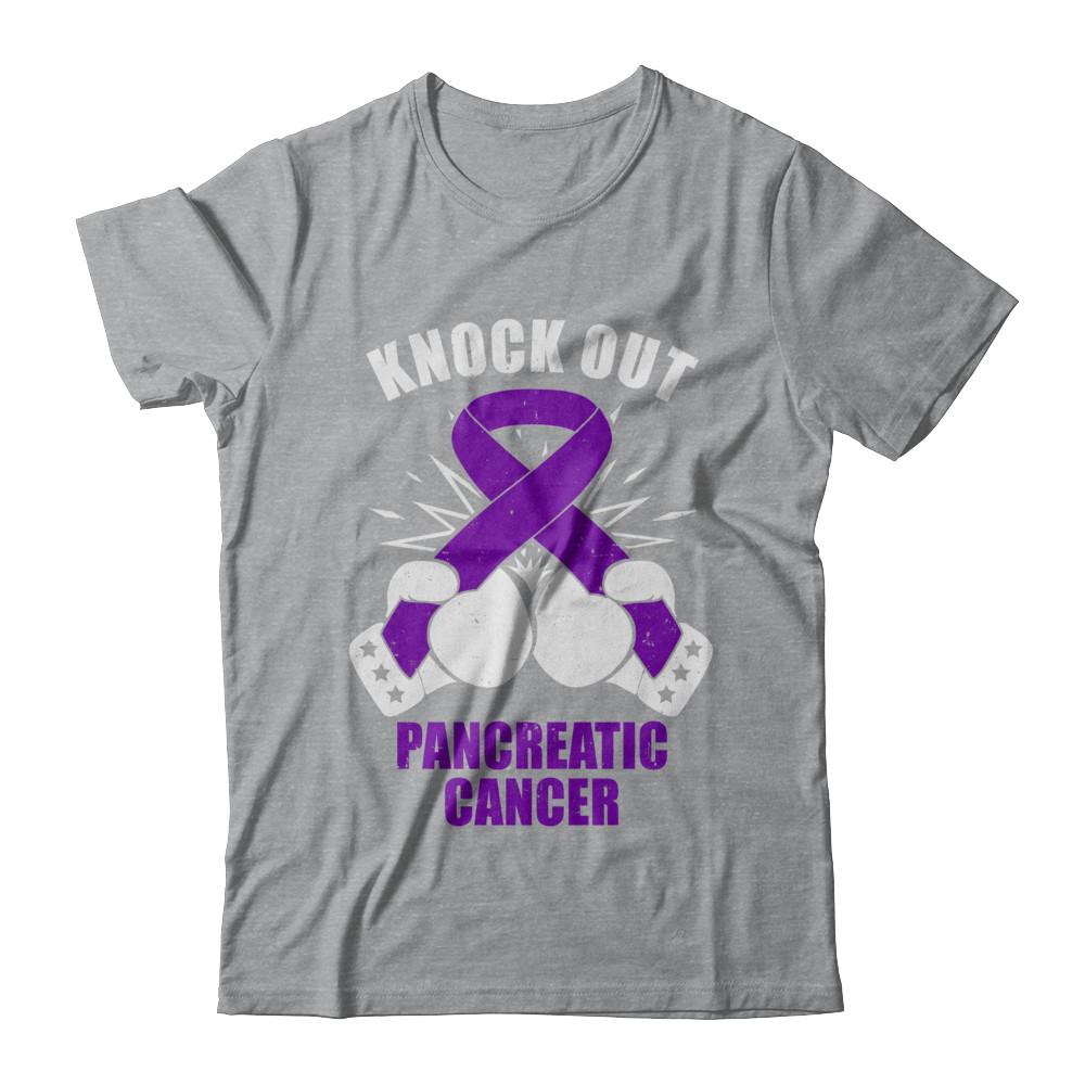 Boxing knock out Pancreatic Cancer Awareness Support-T-Shirt & Hoodie-Classic T-Shirt-Sport Grey