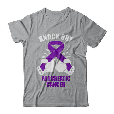 Boxing knock out Pancreatic Cancer Awareness Support-T-Shirt & Hoodie-Classic T-Shirt-Sport Grey