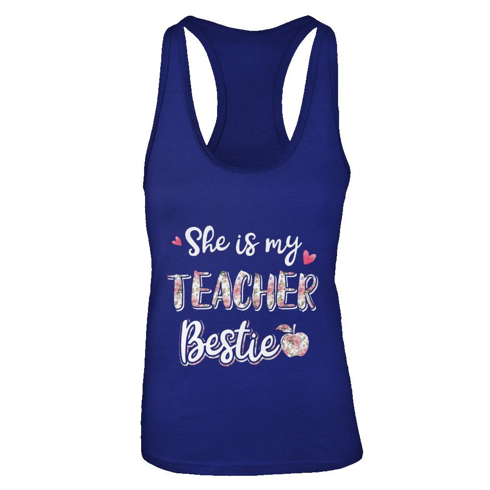 She Is My Teacher Bestie Funny Students-T-Shirt & Tank Top-Women's Ideal Racerback Tank-Royal