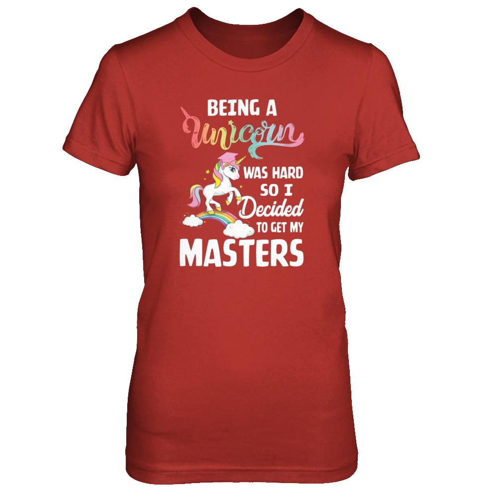 Funny Unicorn Masters Degree Graduation Graduate Gift-T-Shirt & Tank Top-Women's T-Shirt-Red
