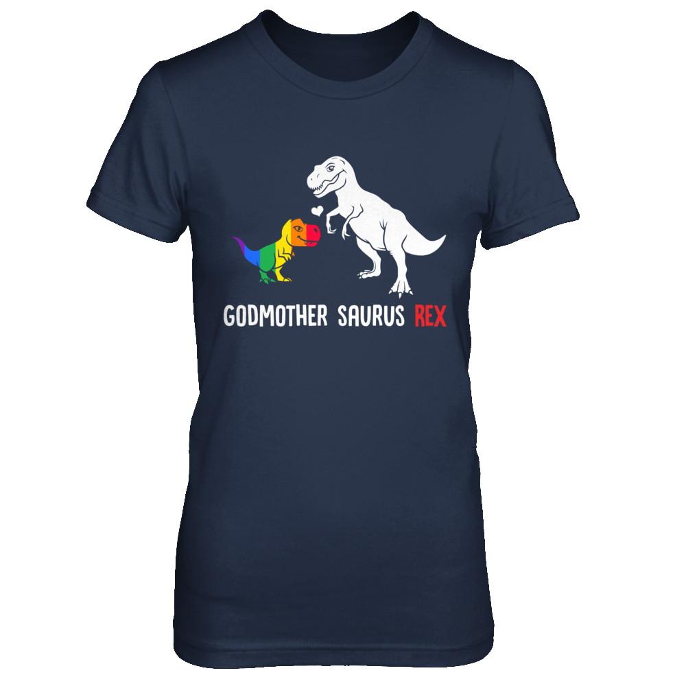 Godmother Saurus T-Rex Dinosaur Gift LGBT Support-T-Shirt & Hoodie-Women's T-Shirt-Navy