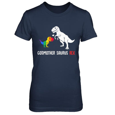 Godmother Saurus T-Rex Dinosaur Gift LGBT Support-T-Shirt & Hoodie-Women's T-Shirt-Navy