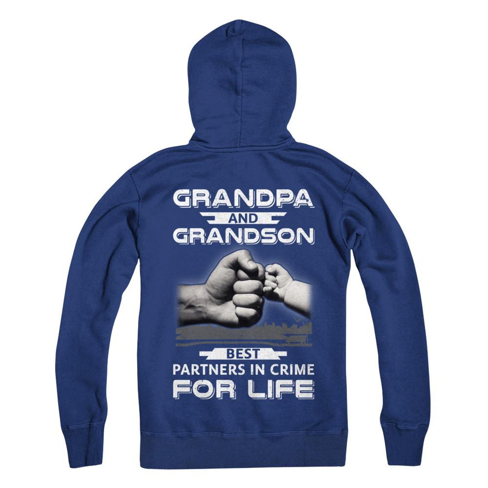 Grandpa And Grandson Best Partners In Crime For Life-T-Shirt & Hoodie-Pullover Hoodie-Deep Royal
