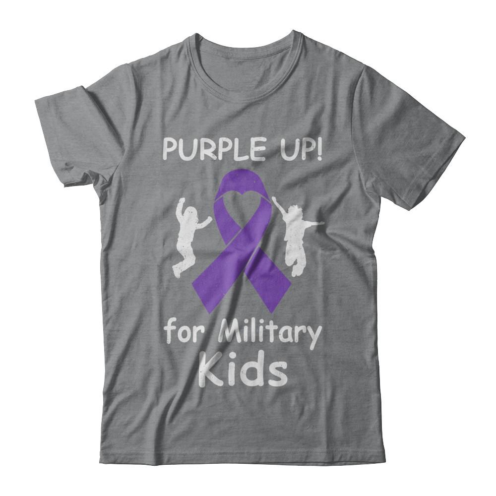 Purple Up For Month Of The Military Kids-T-Shirt & Hoodie-Classic T-Shirt-Sport Grey