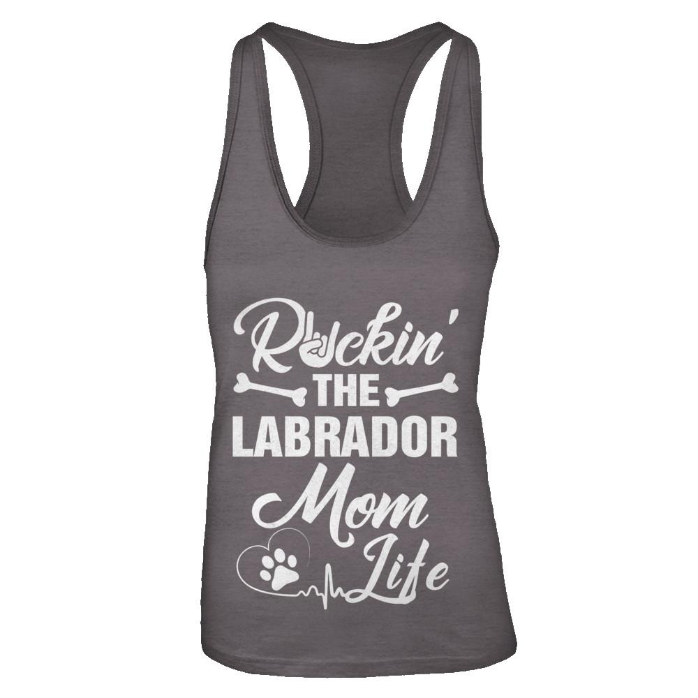Rockin The Labrador Mom Life-T-Shirt & Tank Top-Women's Ideal Racerback Tank-Dark Grey