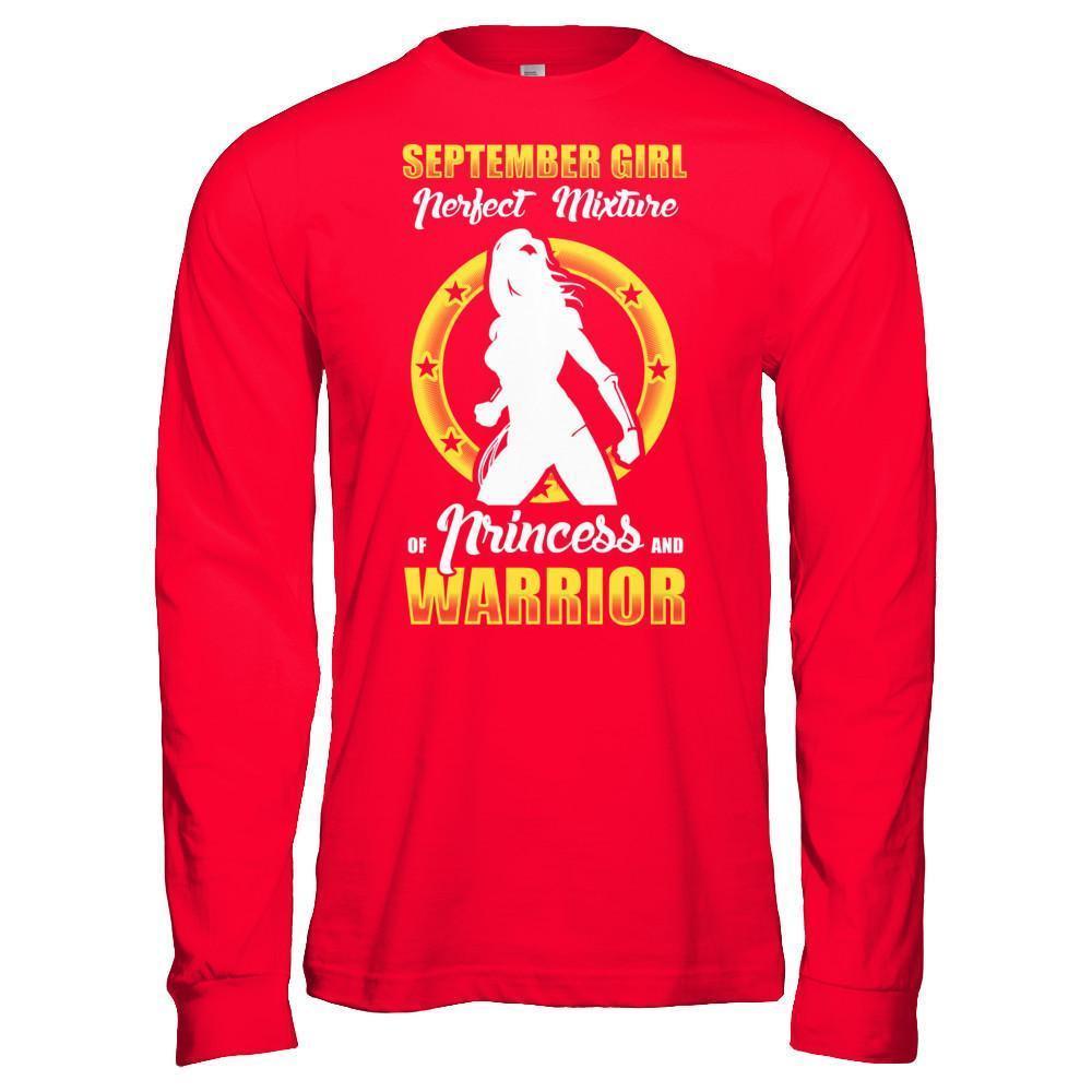 September Girl Perfect Mixture Of Princess And Warrior-T-Shirt & Hoodie-Long Sleeve T-Shirt-Red