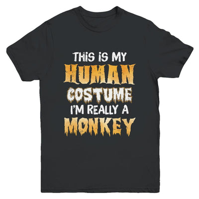 This Is My Human Costume Monkey Halloween Youth-Youth Shirt-Youth T-Shirt-Black