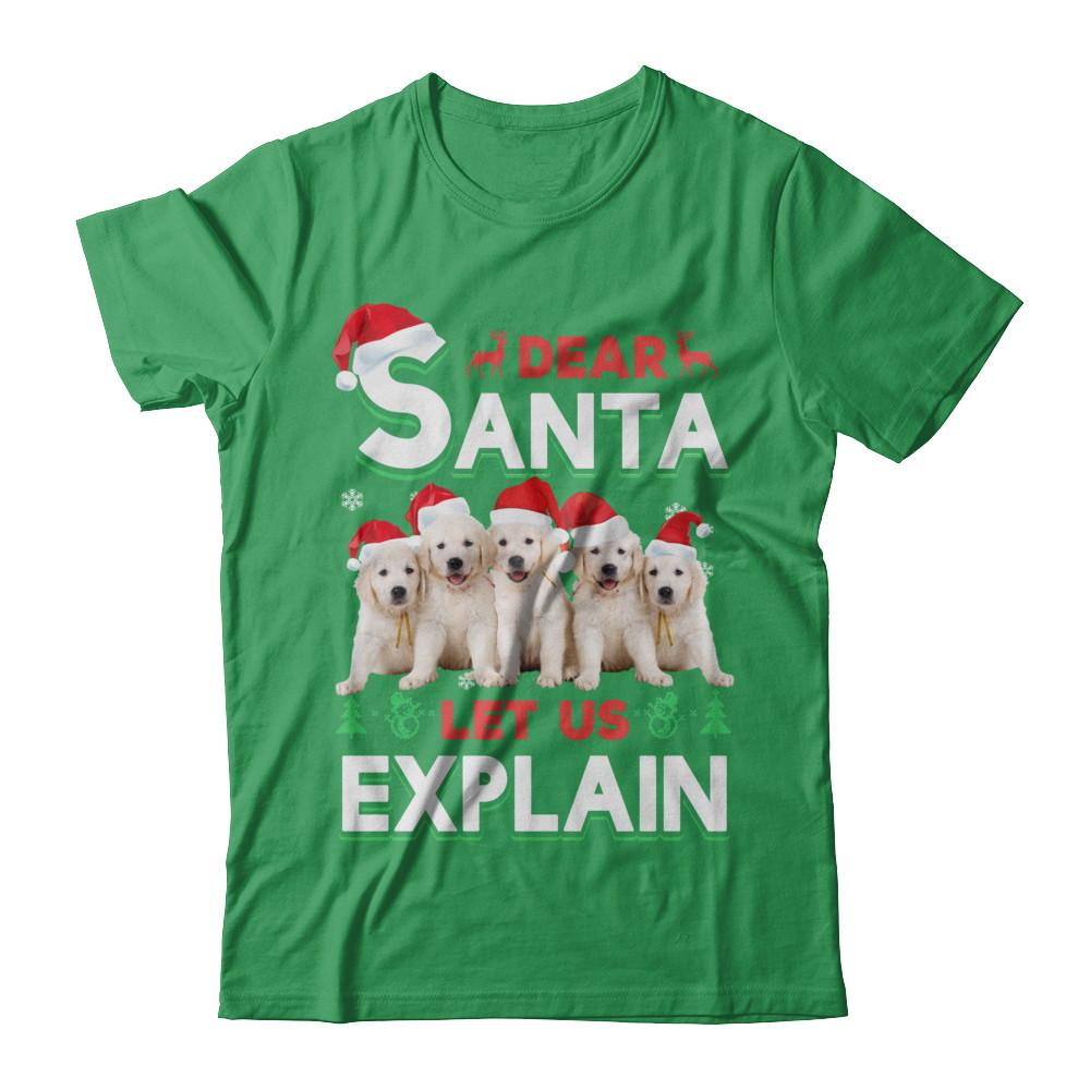 Dear Santa Funny Golden Retriever Puppies Christmas Gift-T-Shirt & Hoodie-Premium T-Shirt-Kelly Green