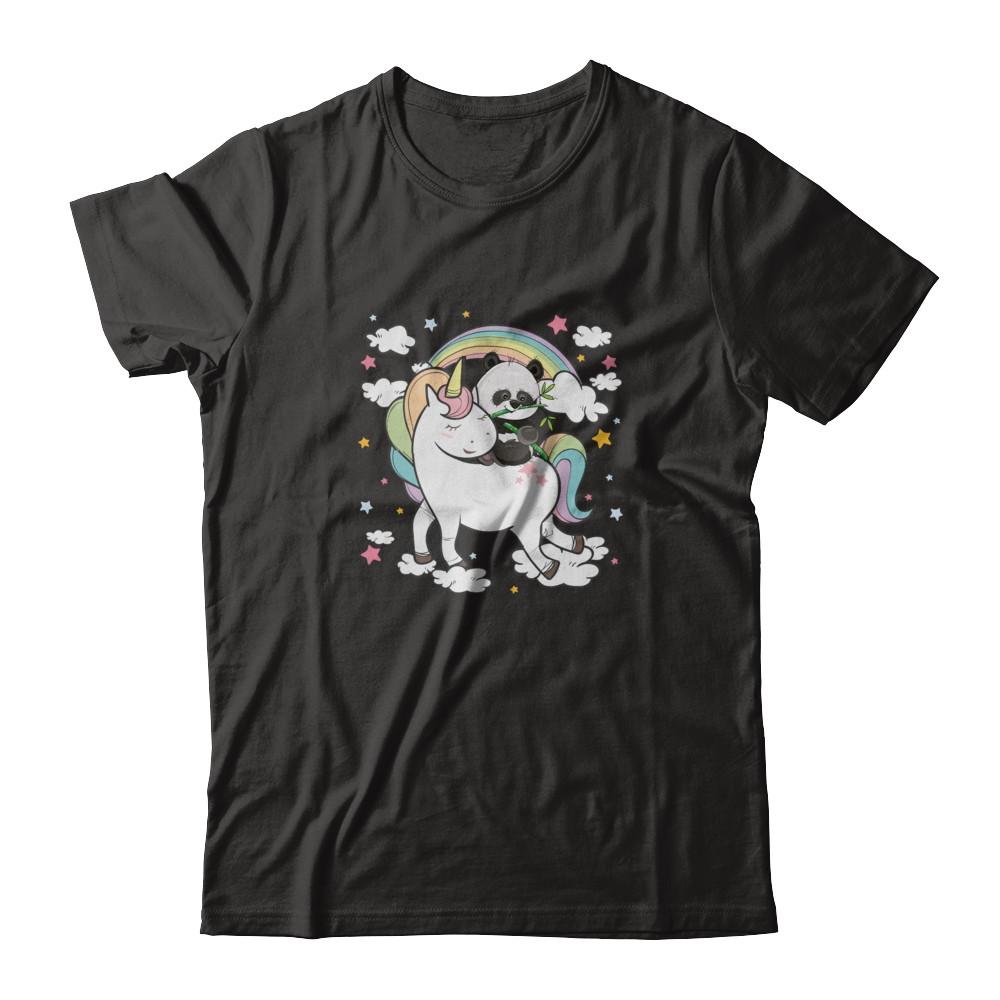 Panda Riding Unicorn-T-Shirt & Tank Top-Premium T-Shirt-Black