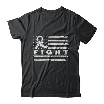 Fight Clear Ribbon US Flag Lung Cancer Awareness-T-Shirt & Hoodie-Classic T-Shirt-Black