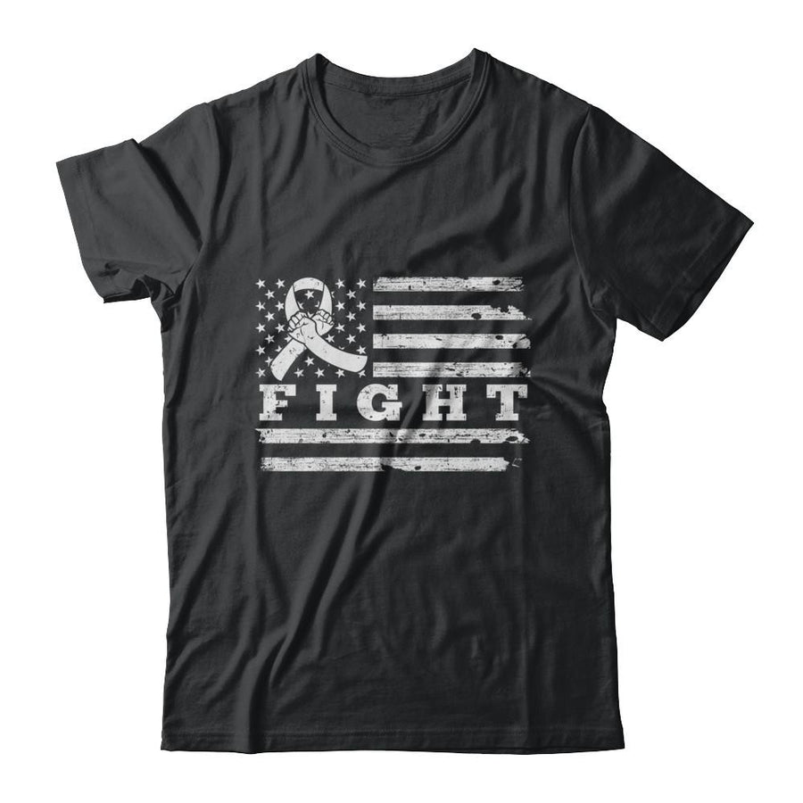 Fight Clear Ribbon US Flag Lung Cancer Awareness-T-Shirt & Hoodie-Classic T-Shirt-Black