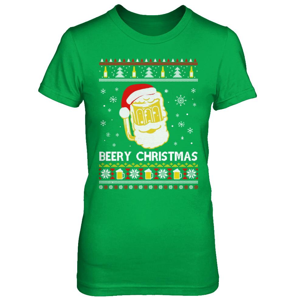 Beery Christmas Ugly Christmas Sweater Christmas Beer-T-Shirt & Sweatshirt-Women's T-Shirt-Irish Green