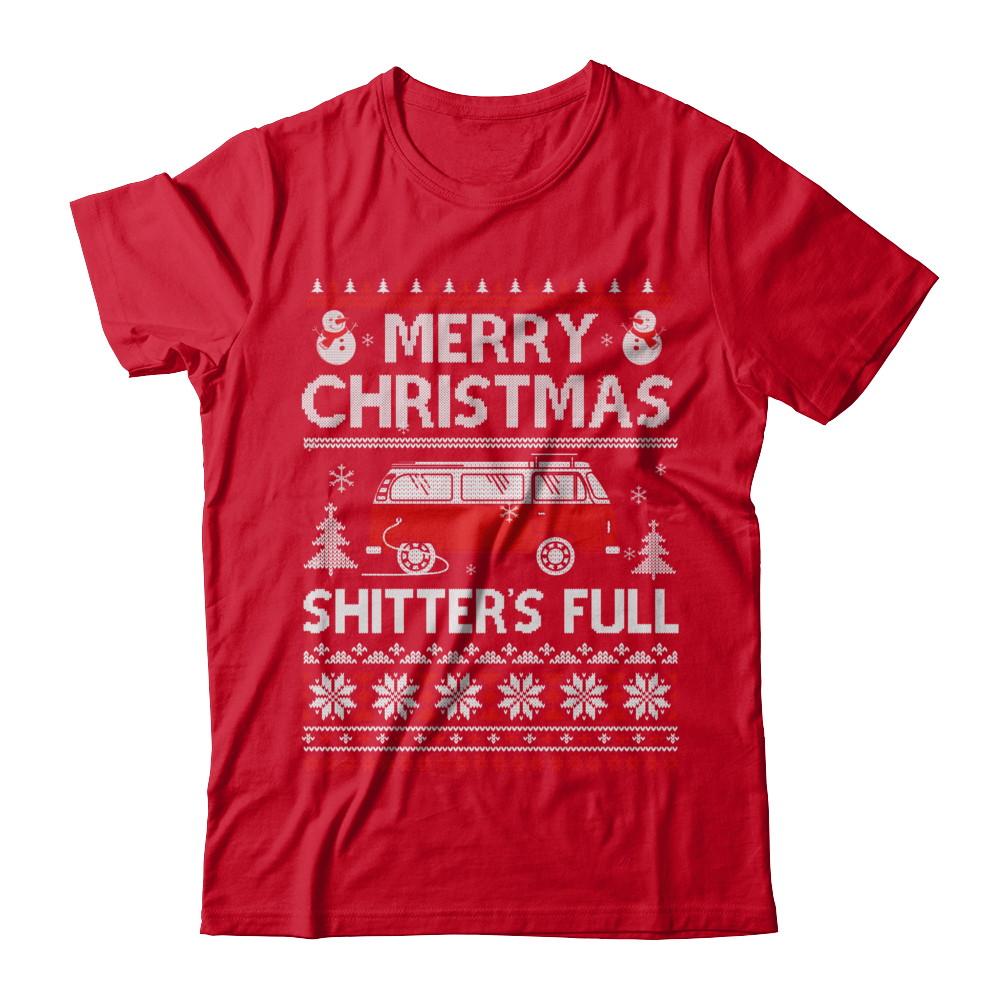 Merry Christmas Shitters Full Ugly Sweater-T-Shirt & Sweatshirt-Premium T-Shirt-Red