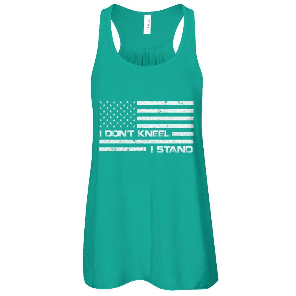 I Don't Kneel I Stand Us Flag-T-Shirt & Tank Top-Women's Flowy Racerback Tank-Kelly