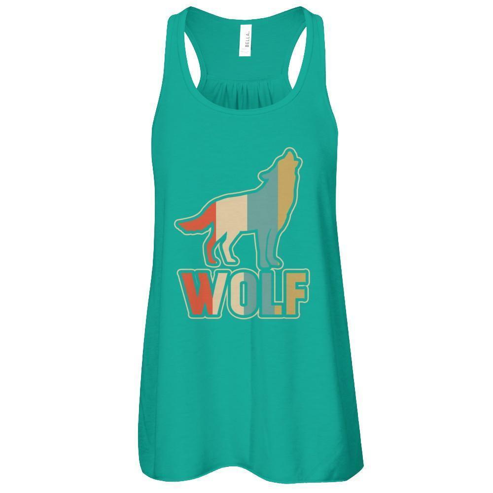 Classic Vintage Retro Style Wolf-T-Shirt & Tank Top-Women's Flowy Racerback Tank-Kelly
