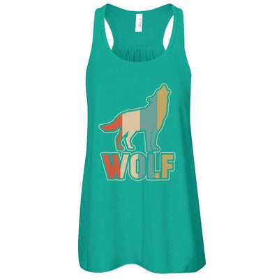 Classic Vintage Retro Style Wolf-T-Shirt & Tank Top-Women's Flowy Racerback Tank-Kelly
