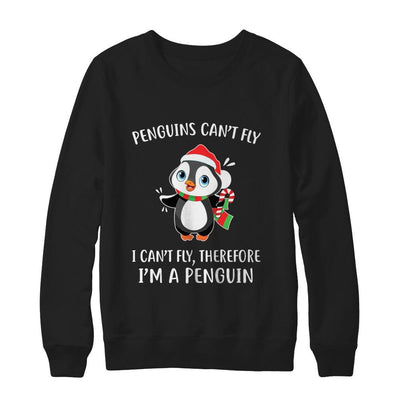 Funny Penguin I Can't Fly Christmas Gift-T-Shirt & Sweatshirt-Crewneck Sweatshirt-Black